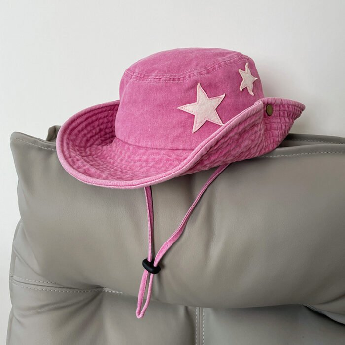 Cute Star Pink Bucket Cowboy Hat – pink 5