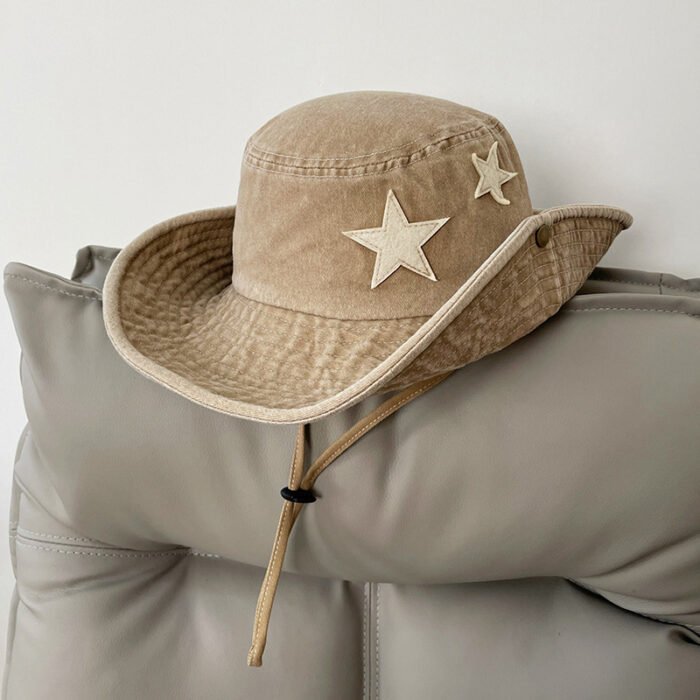 Cute Star Pink Bucket Cowboy Hat – khaki 6