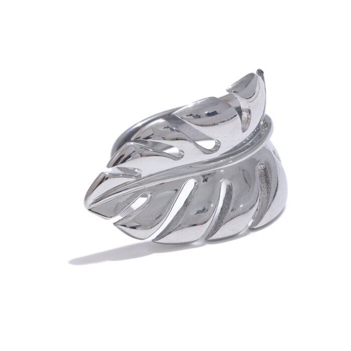 Stainless Steel Metal Leaf Open Rust Proof Water Resistant Ring – YH4126A Steel 8