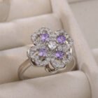 Classic Plant Cubic Zirconia Rotatable Ring – Silver Color A 7