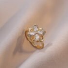 Classic Plant Cubic Zirconia Rotatable Ring – Gold Color C 8