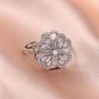 Classic Plant Cubic Zirconia Rotatable Ring – Silver Color B 9