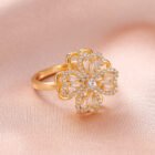 Classic Plant Cubic Zirconia Rotatable Ring – Gold Color B 11