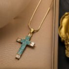 Unique Design Cubic Zirconia Cross Necklaces For Womon Girl, Stainless Steel Chain Party Wedding Jewelry 1