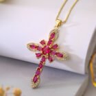 Unique Design Cubic Zirconia Cross Necklaces For Womon Girl, Stainless Steel Chain Party Wedding Jewelry – 23398 6
