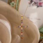 Unique Design Cubic Zirconia Cross Necklaces For Womon Girl, Stainless Steel Chain Party Wedding Jewelry 8