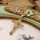 Unique Design Cubic Zirconia Cross Necklaces For Womon Girl, Stainless Steel Chain Party Wedding Jewelry 12