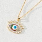 Vintage Zircon Enamel Evil Eyes Pendant Necklace Stainless Steel Trendy Geometric Choker Jewelry Party Gifts For Women Girls 9