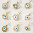 Vintage Zircon Enamel Evil Eyes Pendant Necklace Stainless Steel Trendy Geometric Choker Jewelry Party Gifts For Women Girls 11