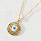 Vintage Zircon Enamel Evil Eyes Pendant Necklace Stainless Steel Trendy Geometric Choker Jewelry Party Gifts For Women Girls – G 14