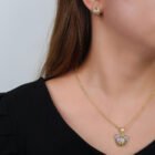 Classic zirconia bear stud necklace Cute animal cartoon stylish temperament women party wedding jewelry wholesale 7