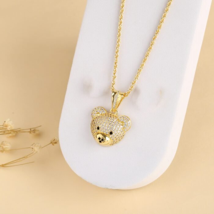 Classic zirconia bear stud necklace Cute animal cartoon stylish temperament women party wedding jewelry wholesale – 10 9