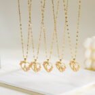 Korean Flower Stainless Steel Initial Letter Name Pendant Necklace For Women Men A-Z Letters Friendship Choker Jewelry Gifts 8