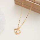 Korean Flower Stainless Steel Initial Letter Name Pendant Necklace For Women Men A-Z Letters Friendship Choker Jewelry Gifts 20