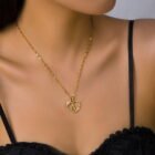 Korean Flower Stainless Steel Initial Letter Name Pendant Necklace For Women Men A-Z Letters Friendship Choker Jewelry Gifts 28