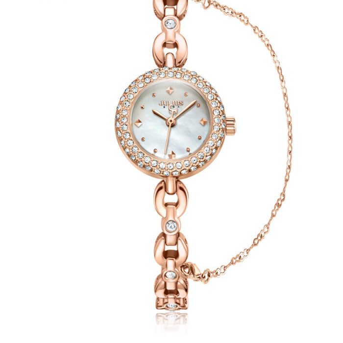 Zircon Bracelate Quartz Wristwatch – Rose Gold 7