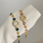 Vintage gold petal-shaped four-leaf clover bracelet Watch 6