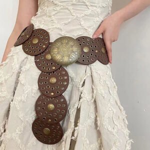 Exaggerated Denim Wide Disc Belt