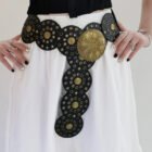 Western Style Exaggerated Denim Wide Disc Belt 4