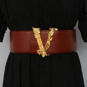 Width 6.5CM Metallic Gold V-shaped Belt