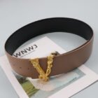 Width 6.5CM Metallic Gold Large V-shaped Cowhide Decoration Waist Belt – apricot 14