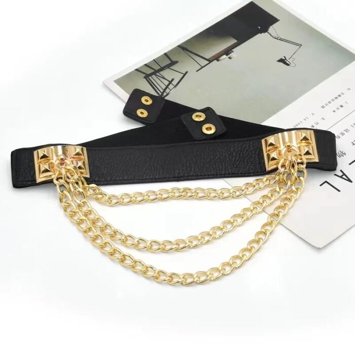 Gold Chain Metal Studs Belt 3