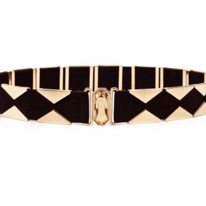 Geometric Elastic Fabric Metal Female Belt