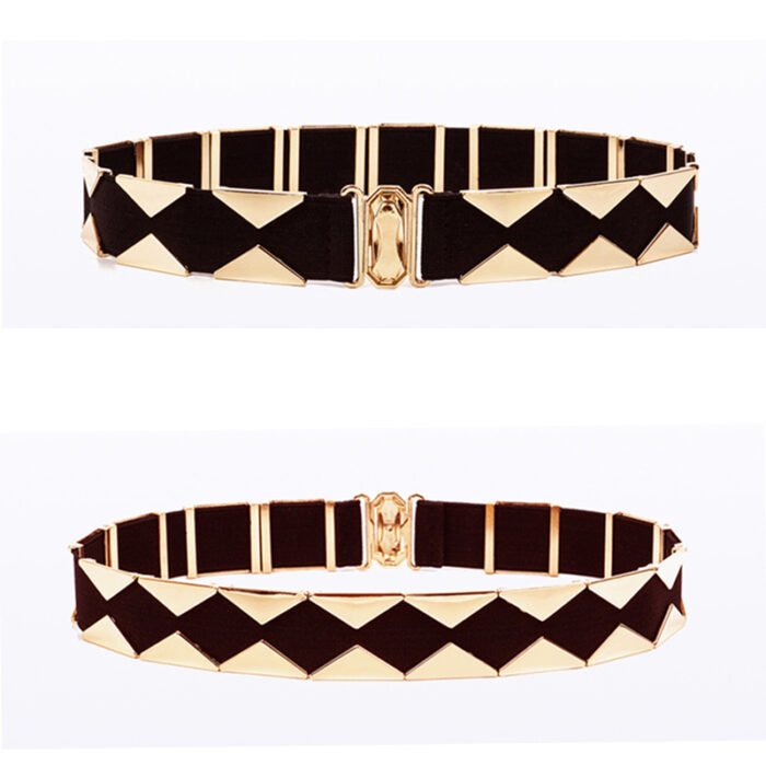 Geometric Elastic Fabric Metal Female Belt 4