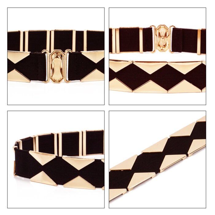 Geometric Elastic Fabric Metal Female Belt 5