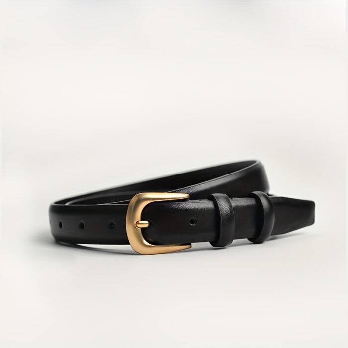 Classic Gold Buckle Adjustable Belt – Black 7