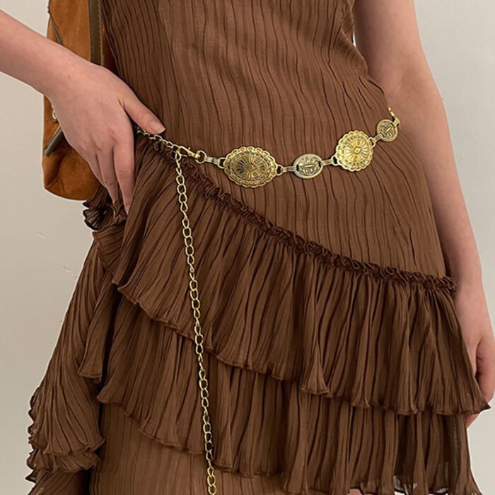 Bohemian Silver Metal Chain Belt – golden 2