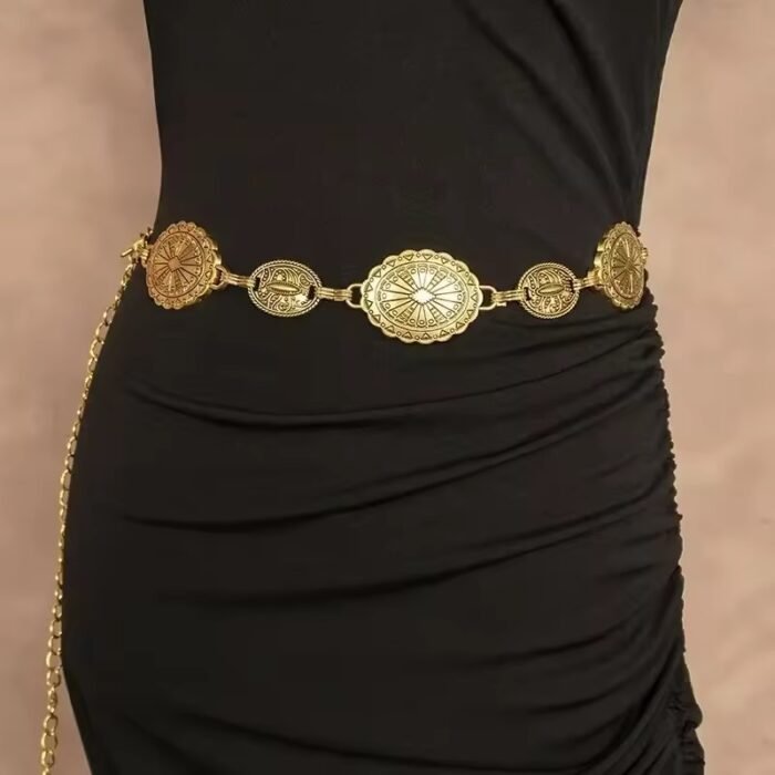 Bohemian Silver Metal Chain Belt 3