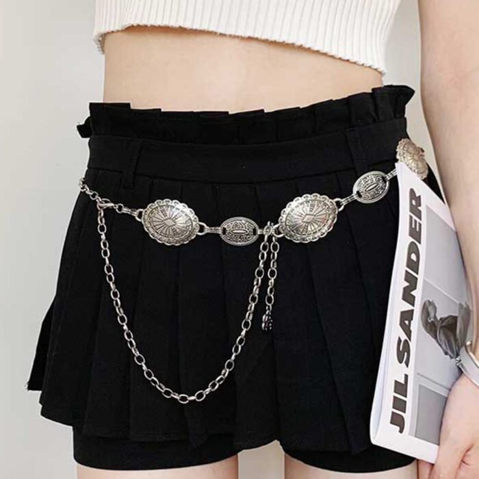 Bohemian Silver Metal Chain Belt 5