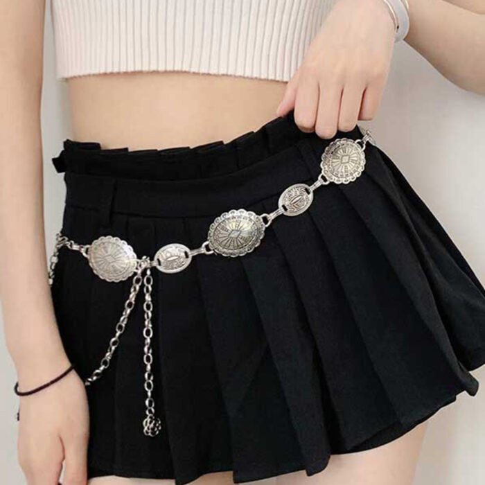 Bohemian Silver Metal Chain Belt 6