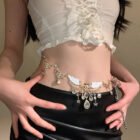 Blue Butterfly Pendant Tassels Beaded Waist Chain Belt – C 3