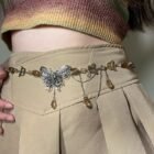 Blue Butterfly Pendant Tassels Beaded Waist Chain Belt – J 11