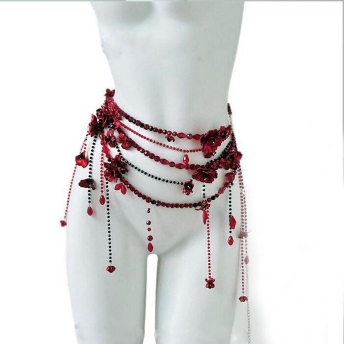 Pearl Design Chain Beaded Wait Belt 5