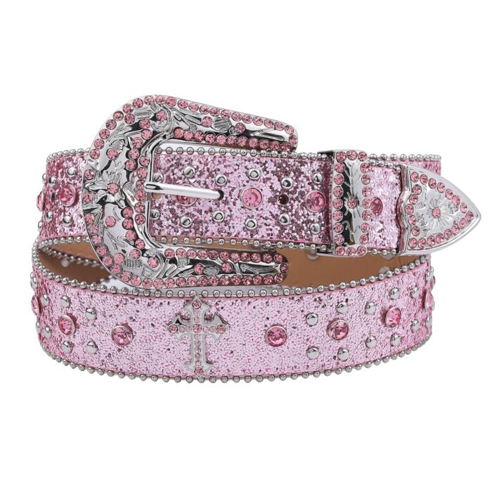 Pink Cross-Rivet Rhinestone Belt 2