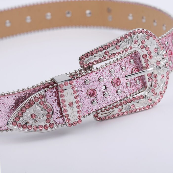 Pink Cross-Rivet Rhinestone Belt 4