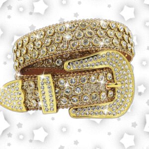 Rhinestone Crystal Studded Pin Buckle Belt
