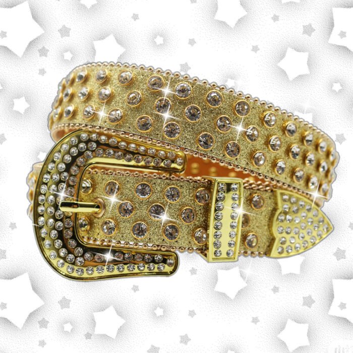 Rhinestone Crystal Studded Pin Buckle Belt – Gold2 8