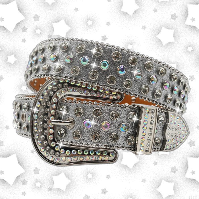 Rhinestone Crystal Studded Pin Buckle Belt – Silver2 9