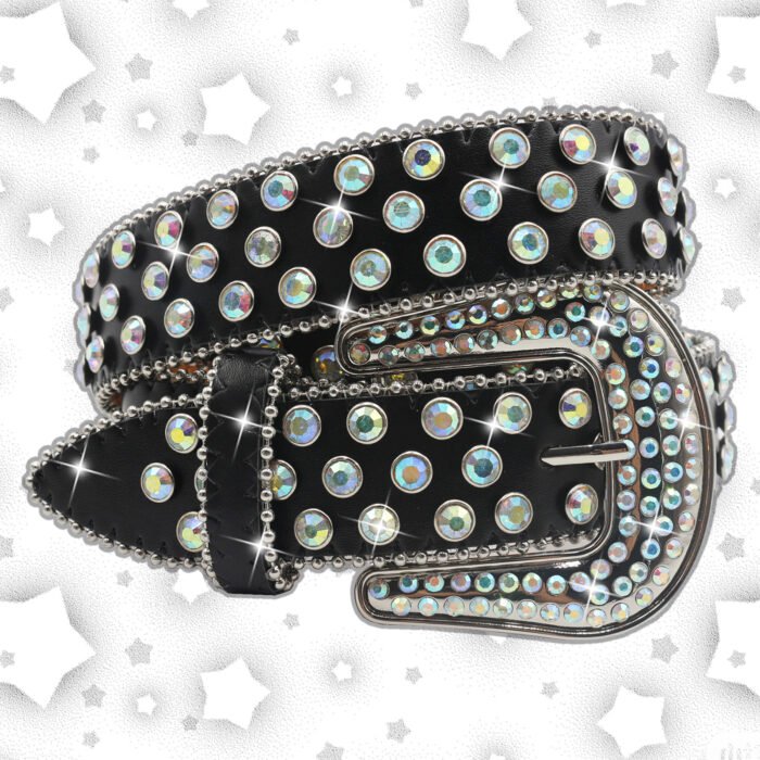 Rhinestone Crystal Studded Pin Buckle Belt – TJ-Black 13