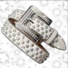 Rhinestone Crystal Studded Pin Buckle Belt – TJFK-White 16