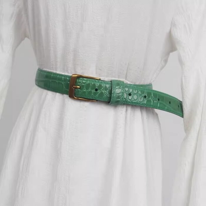 Pu Leather Cummerbunds Waistband Belt – green 8