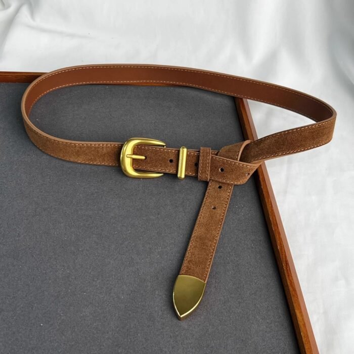 Faux Suede Cummerbund Coat Waistband Narrow Belt – brown 6
