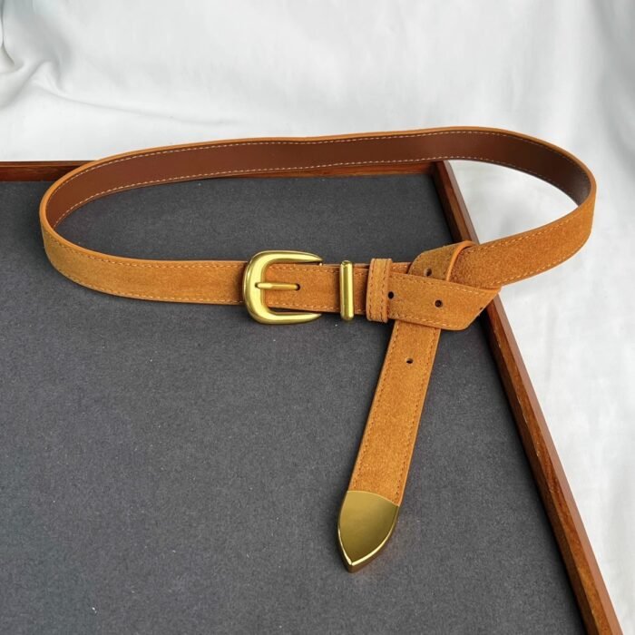 Faux Suede Cummerbund Coat Waistband Narrow Belt – camel 8