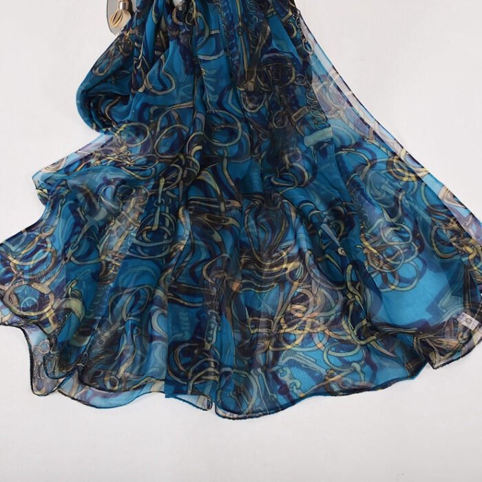 Long Sheer Printed 180*105cm Scarf – dark blue 14