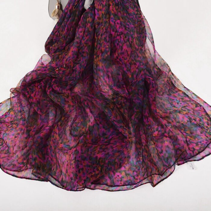 Long Sheer Printed 180*105cm Scarf – rose red 15