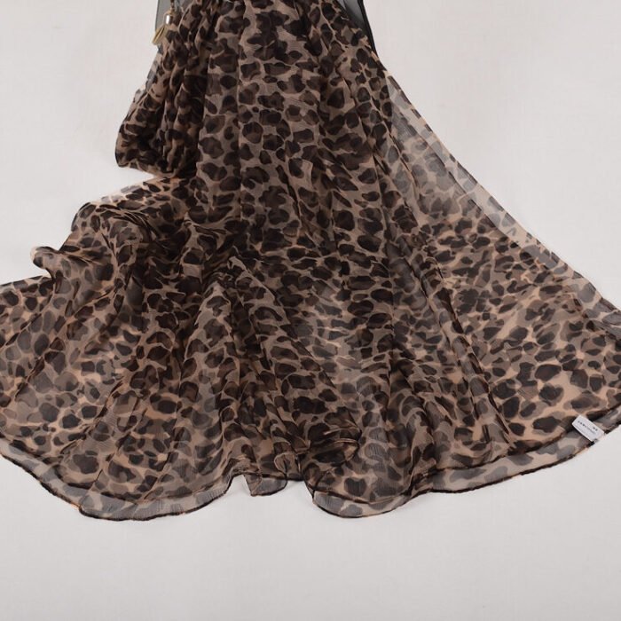 Long Sheer Printed 180*105cm Scarf – coffee leopard 16